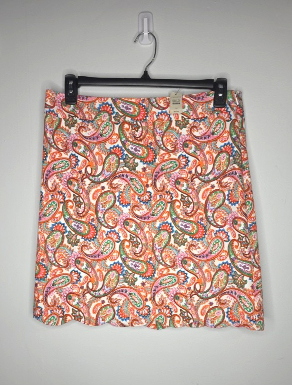 Talbots Womens Multi Color Paisley Scallop Hem Straight Skirt Lined Size 10